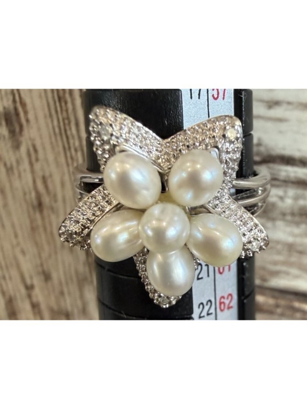 925 Sterling Silver 5 Star 5 Seed Pearl Women’s Ring Size 8.5-9 Vintage